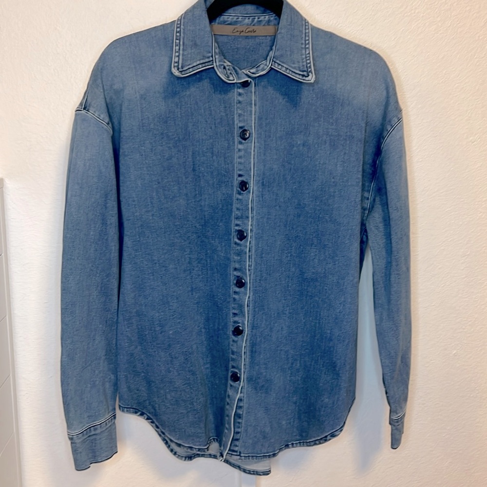 Enza Costa New without tags Denim oversized shirt in Midwash Size 0 = Size XS/S - Picture 11 of 13